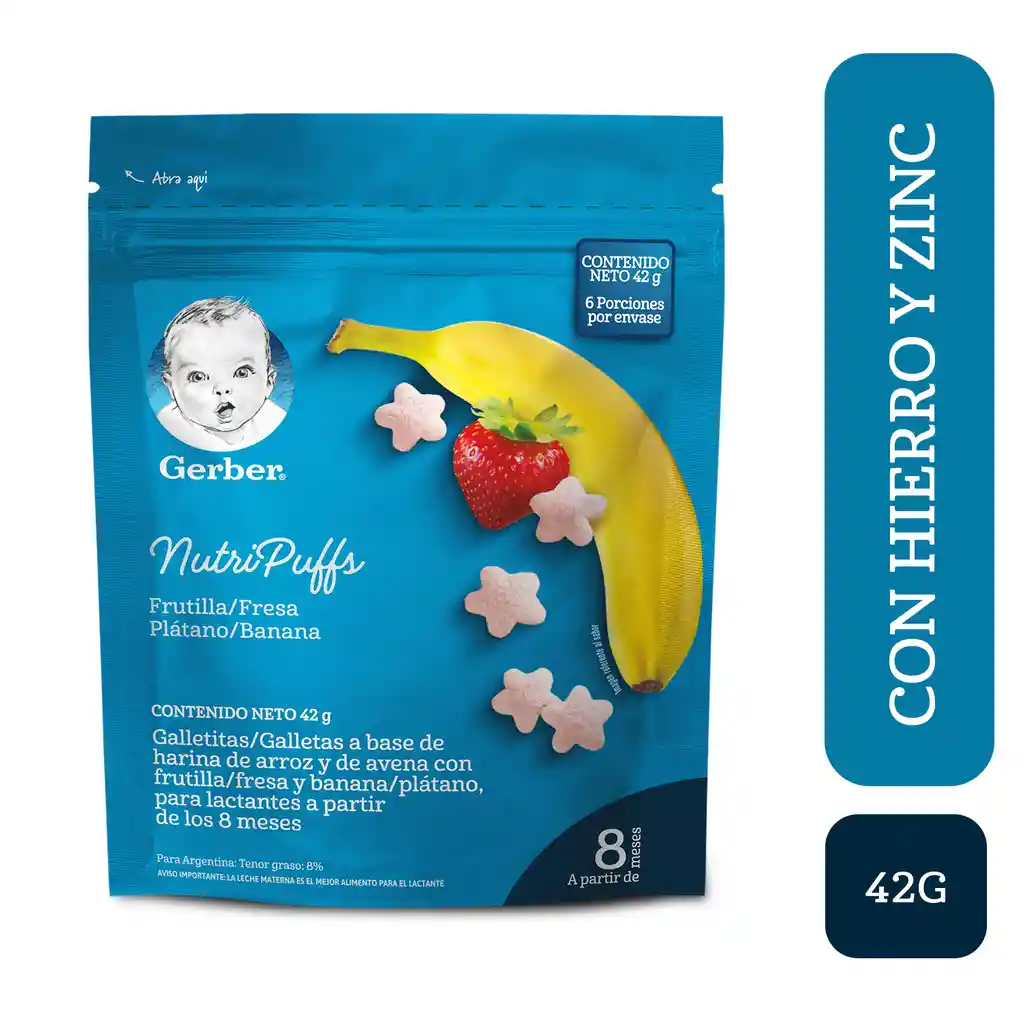 Snack para bebés GERBER Nutripuffs Banana Fresa Bolsa x 42g