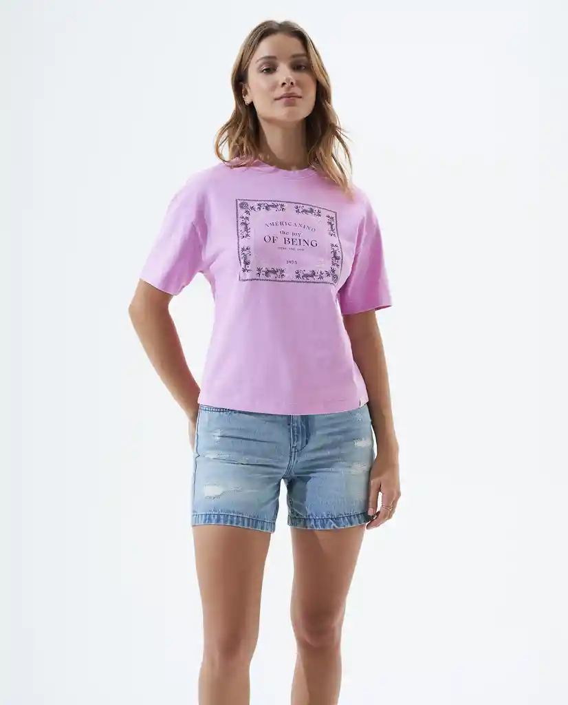 Camiseta Mujer Rosa Talla L 601F003 Americanino