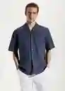 Camisa Luz Navy Talla L Hombre Mango