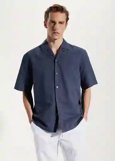 Camisa Luz Navy Talla L Hombre Mango