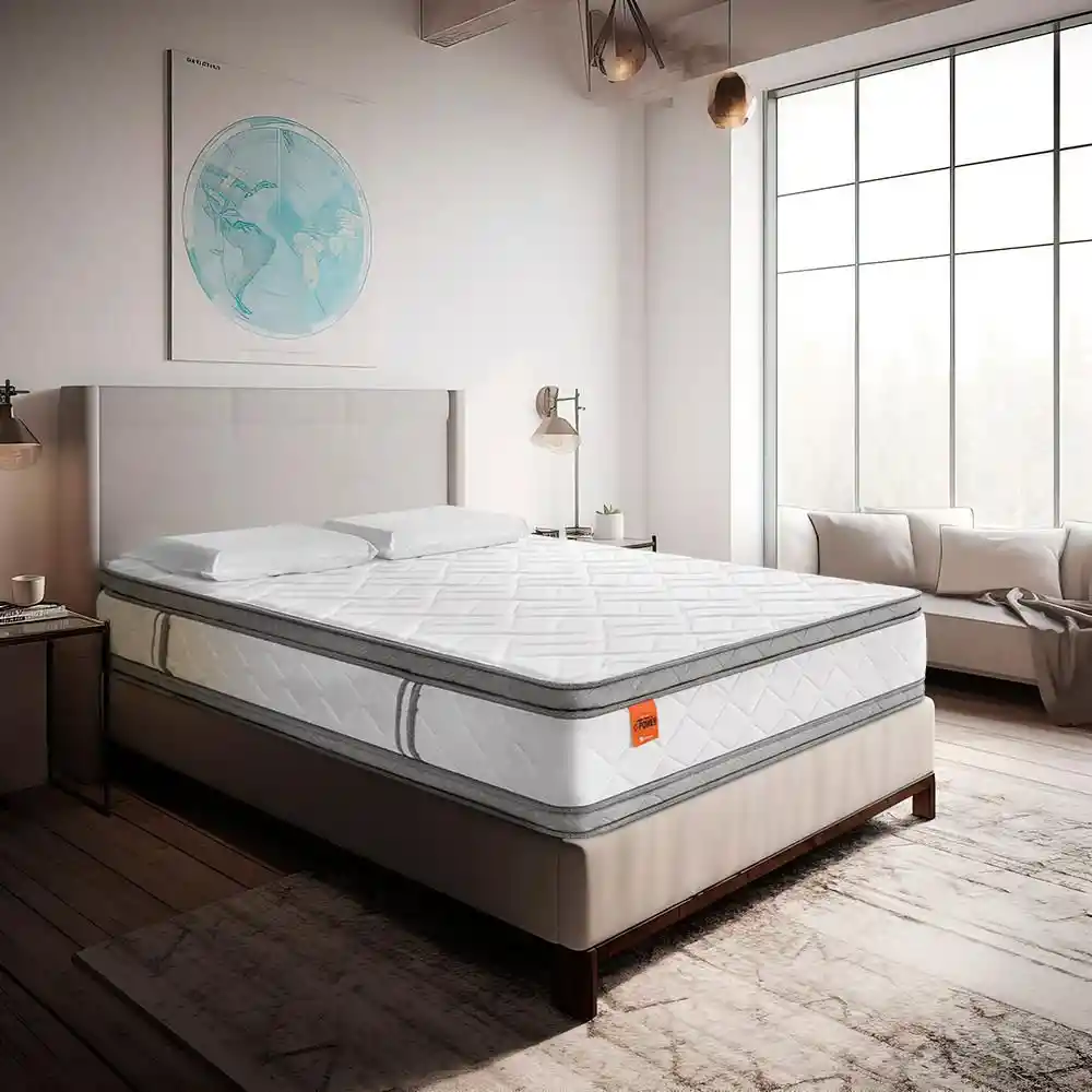 Colchón + Almohadas Romance Relax Queen (160 X 190 Cm) Power Platinium Esencial Espumado Firme