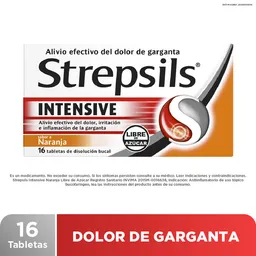 Strepsils Intensive Naranja Sin Azúcar