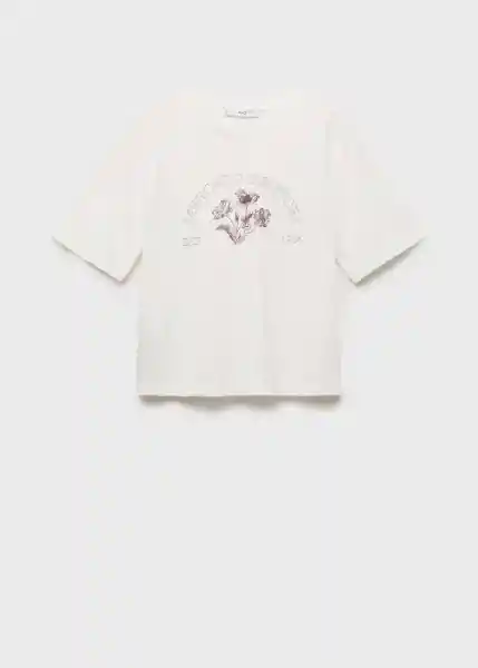 Camiseta Mercato-W Off White Talla L Mujer Mango