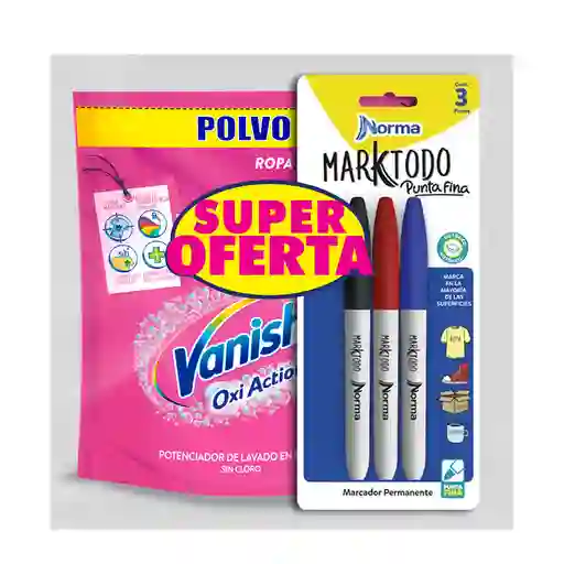 Desmanchador Vanish Polvo Rosa + Marcadores