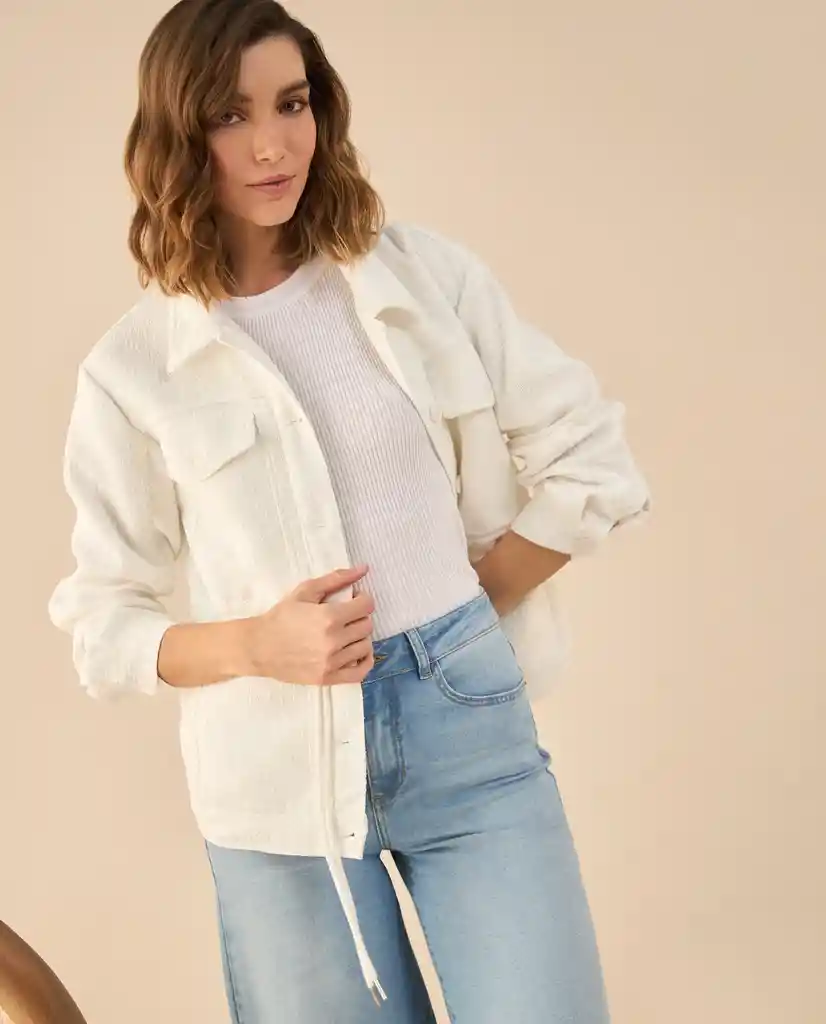 Chaqueta Blanco Ponche Claro Talla L 622G220 Esprit