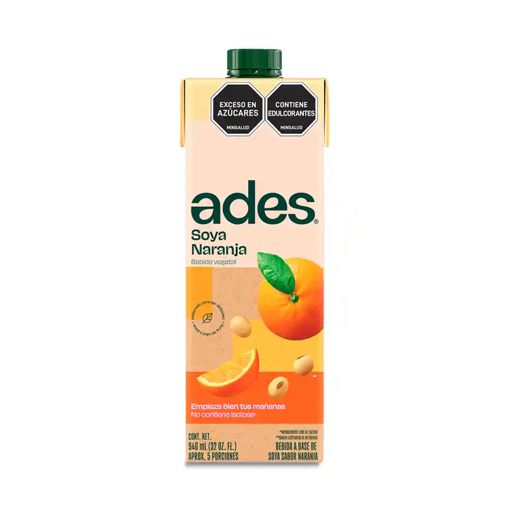 Ades Bebida de Soya Naranja 946 mL