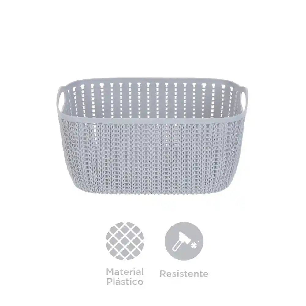 Miniso Caja de Almacenamiento Rectangular Trenzado Gris