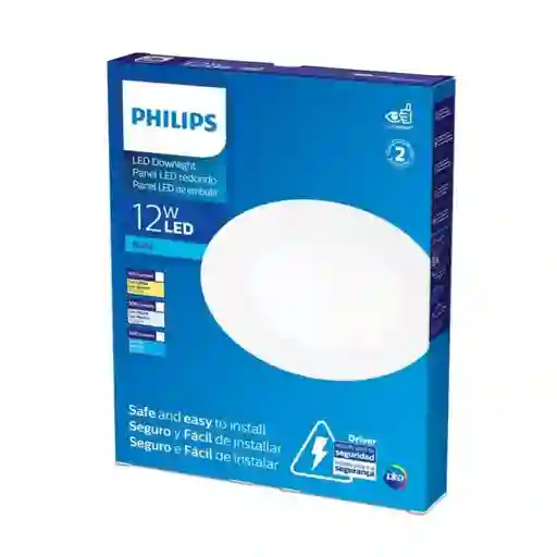 Panel Led Redondo de Incrustar 12w 900 Luz Fría Philips 929002322701