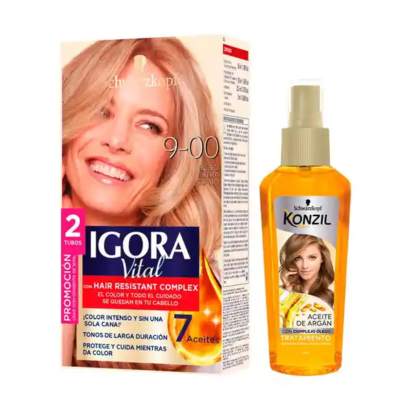 Igora Tinte Vital Permanente Tono 9.0 + Aceite Konzil