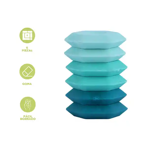 Set de Borradores Hexagonales Verde Menta Miniso