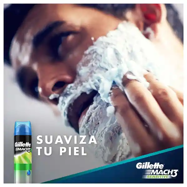 GILLETTE Mach3 Sensitive Gel de Afeitar para Piel Sensible de 400mL Protege y Cuida tu Piel al Afeitarte con Máquina de Afeitar para Hombre