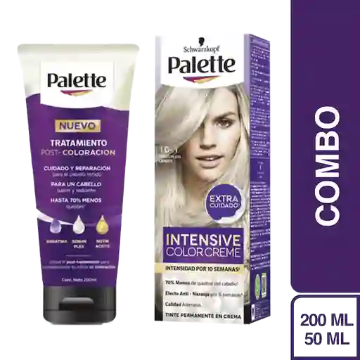 Combo Palette Color Creme 10-1 Rubio Plata Cenizo + Tratamiento