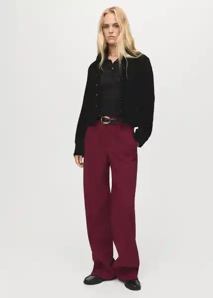 Pantalón Maca Burdeos Talla 36 Mujer Mango