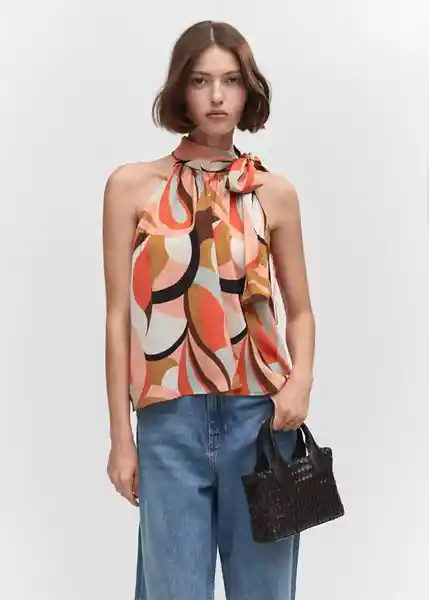 Blusa Pepa-A Salmón Talla M Mujer Mango