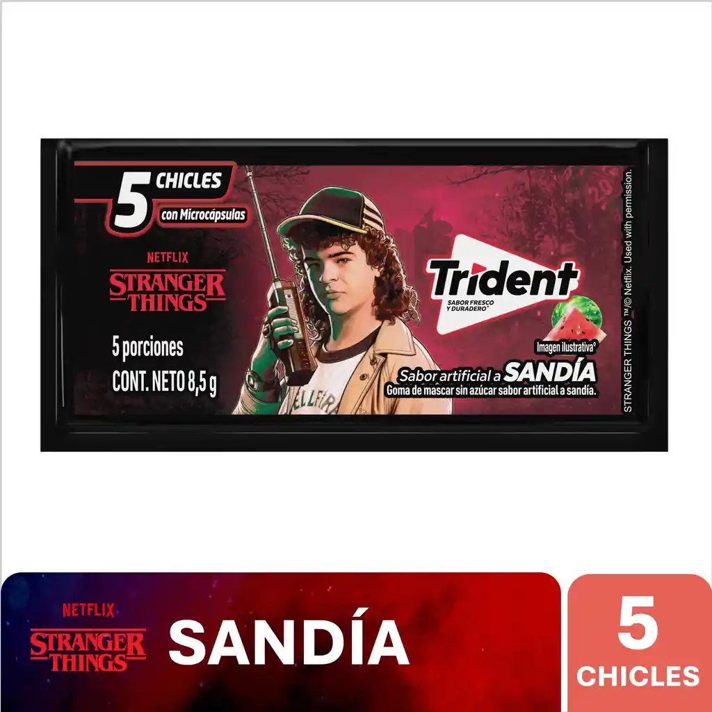 Chicle Trident Sin Azúcar Sabor Sandia 5 Und