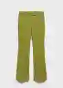 Pantalón Checky Verde Talla 32 Mujer Mango