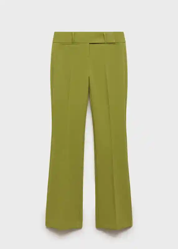 Pantalón Checky Verde Talla 32 Mujer Mango