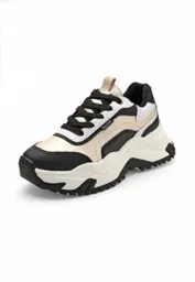 Tenis Dama Negro-Beige Talla 38 4577 Tellenzi