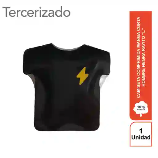 Rayito Camiseta Comprimida Hombre Negra L