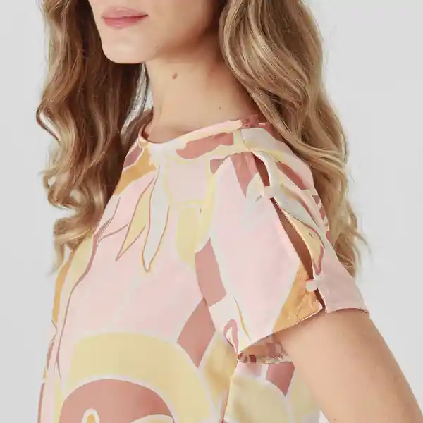 Blusa Cuello Redondo Manga Corta Multicolor Talla S 674362