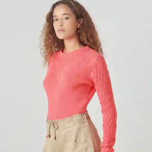 Suéter Cuello Redondo Manga Larga Naranja Talla S 715744