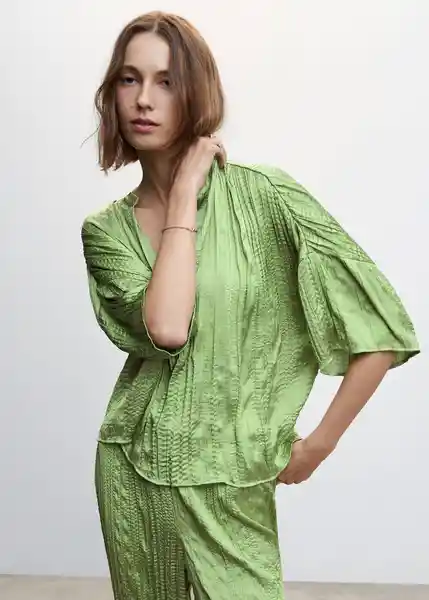 Blusa Romi Verde Talla 18 Mujer Mango