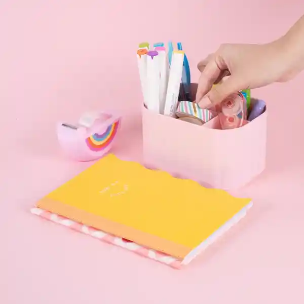 Organizador Plástico Compartimento Alta Macaron Rosa Miniso