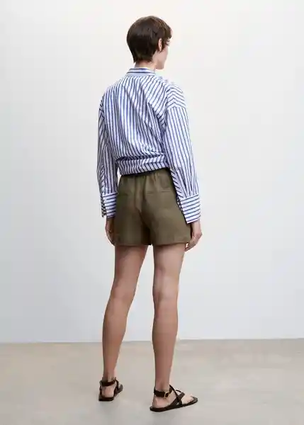 Short Linen Khaki Talla L Mujer Mango