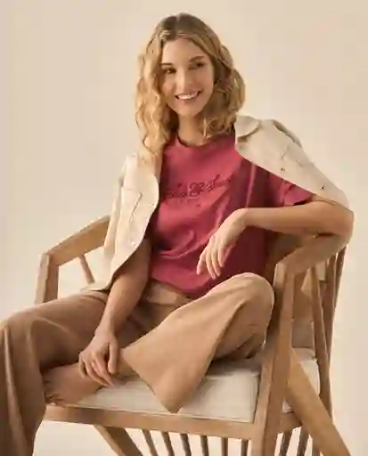 Camiseta Rosa Rubor Oscuro Talla XL 103G010 Esprit