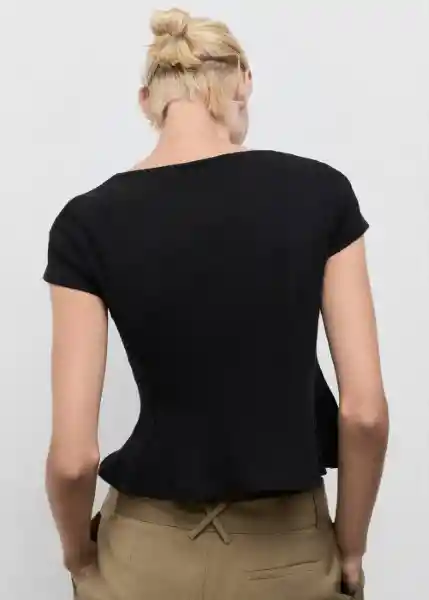 Camiseta Sandri Negro Talla L Mujer Mango