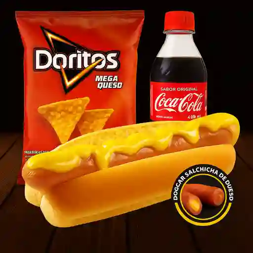 Combo Dogger Queso + Doritos + Coca Cola Pet 400ml