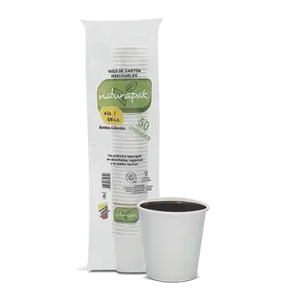 Naturapak Vaso Cartón Blanco 4 oz