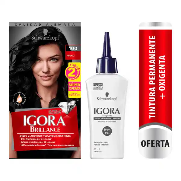Igora Brillance Tinte Negro + Oxigenta 100
