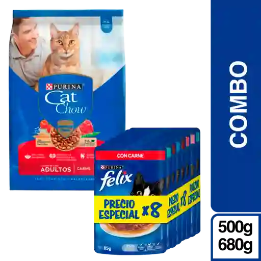 Combo Cat Chow Carne + Felix Húmedo