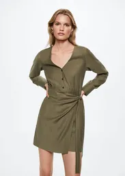 Vestido Piki Khaki Talla Xs Mujer Mango