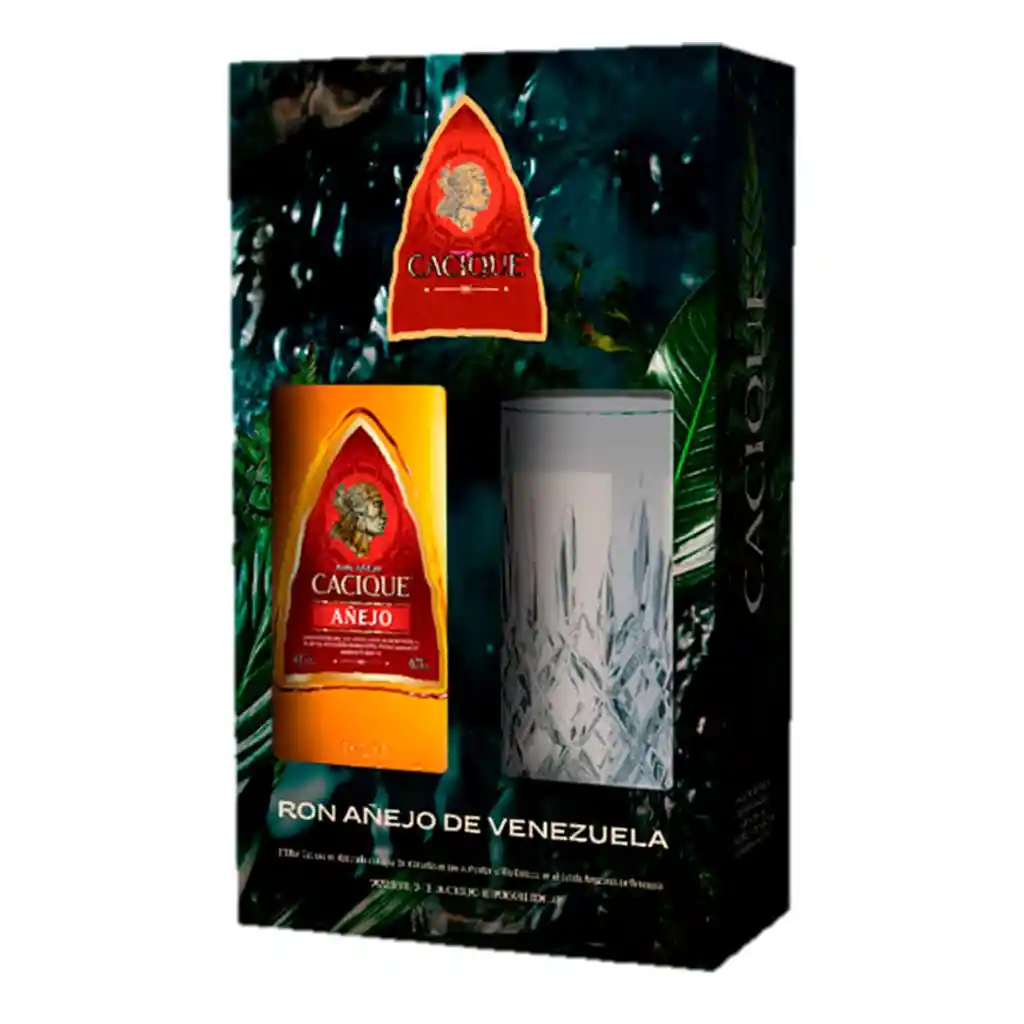 Cacique Ron Añejo de Venezuela + Vaso de Cristal
