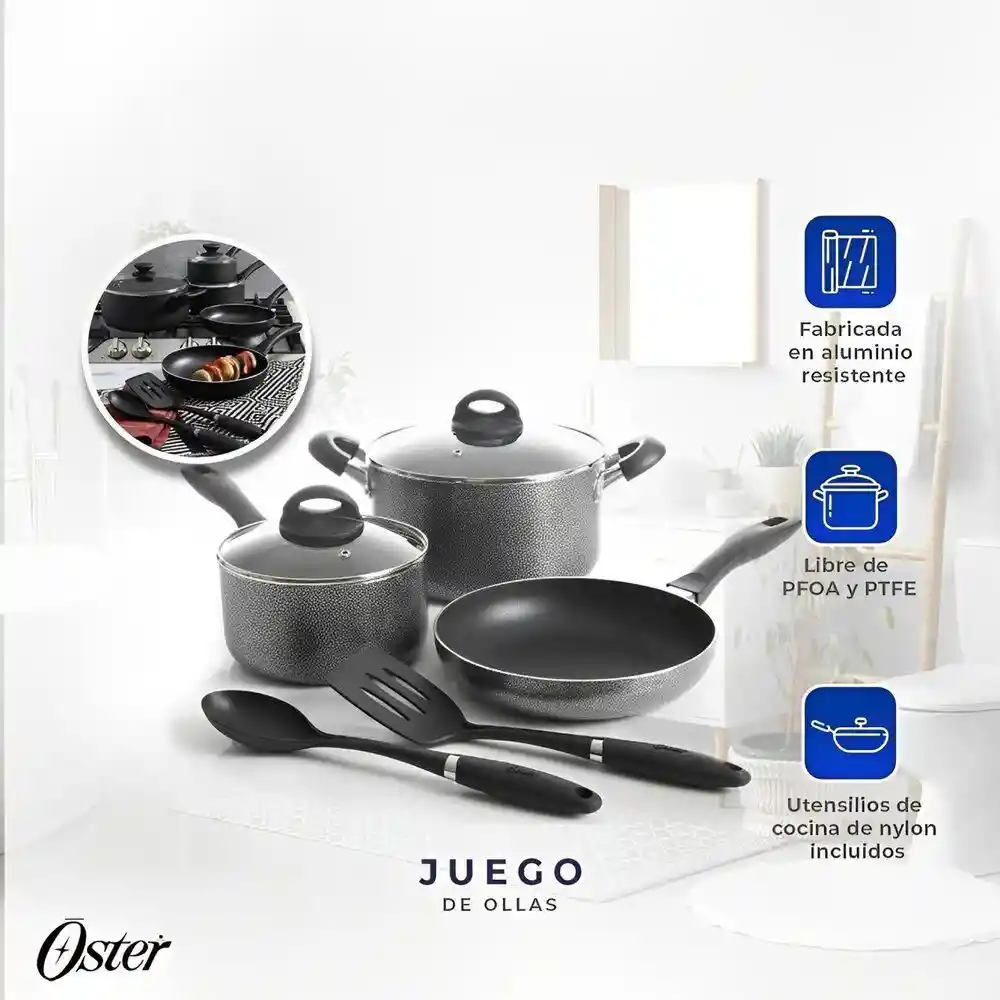 Batería Cocina Clairborneoster Aluminio Batería Cocina Clairborne7 Negro