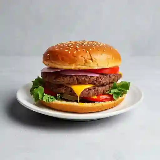 Hamburguesa doble carne + papas + agua