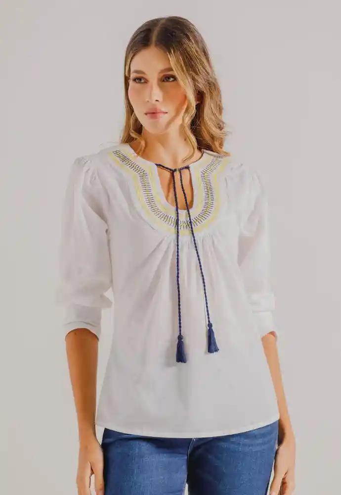 Blusa Manga Larga L-blanco