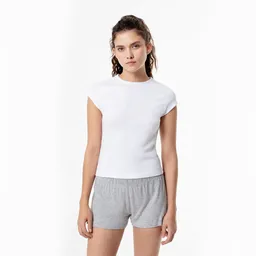 Camiseta Manga Corta en Rib Femenino Lumu Gef Talla L