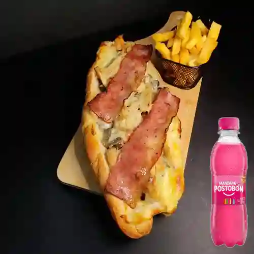 Combo Pepito Gratinado 30 Cm + Postobón Manzana 250 ml