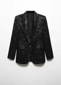 Blazer Americana Glitter Negro Talla XS Mujer Mango