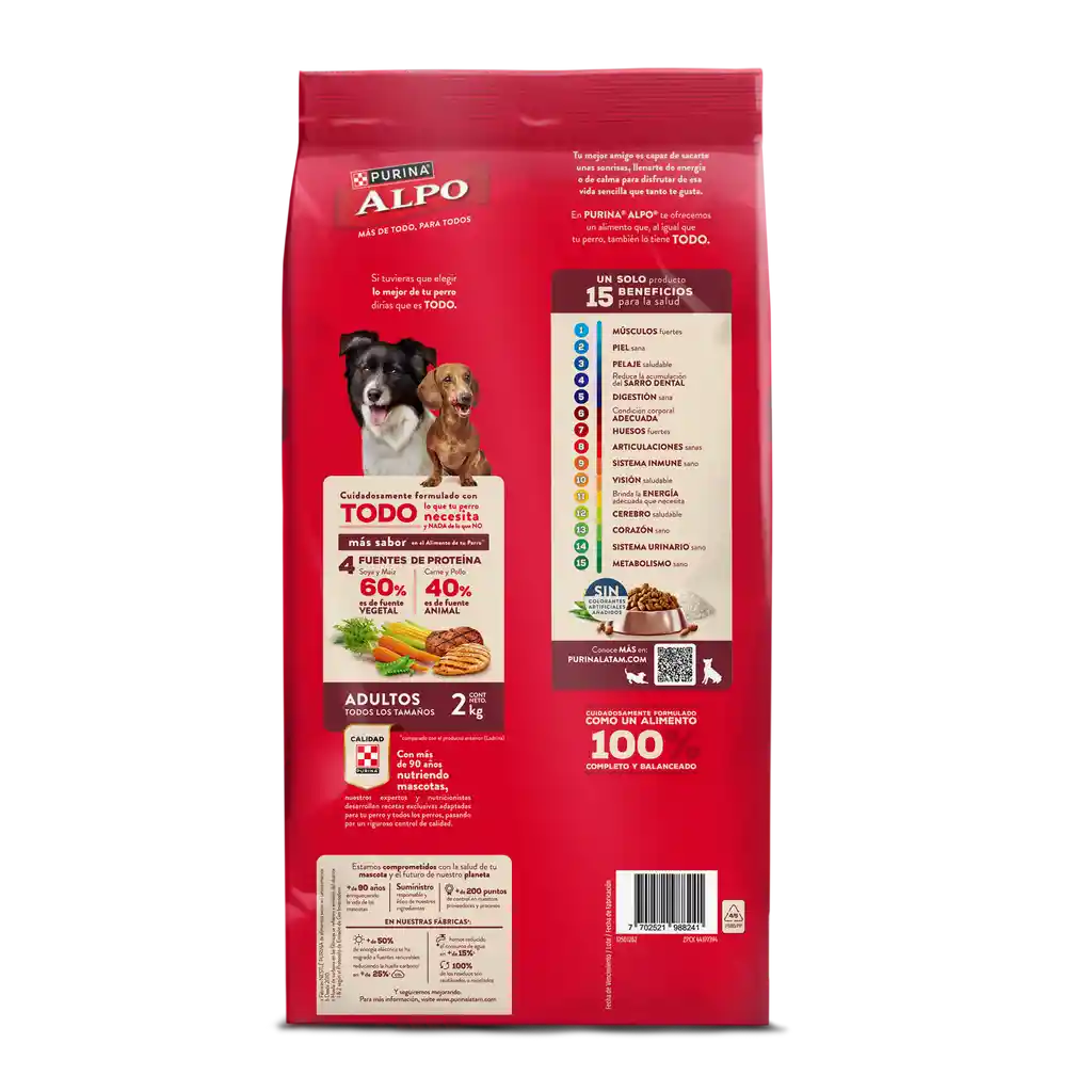 Comida para perros Alpo Adultos con carne,pollo,cereales y vegetales x 2kg