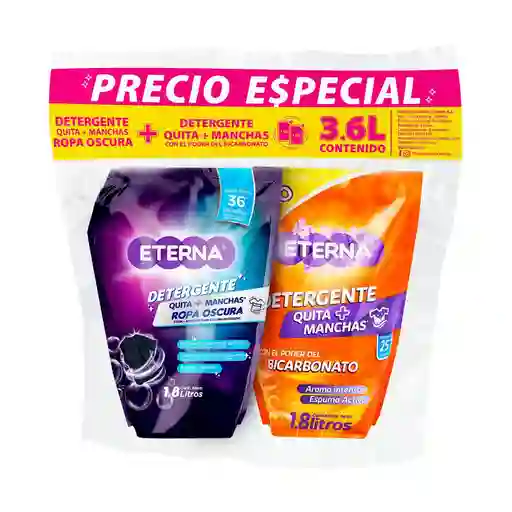 Combo Detergente Eterna Ropa Oscura+bicarbonato (3600 Ml)