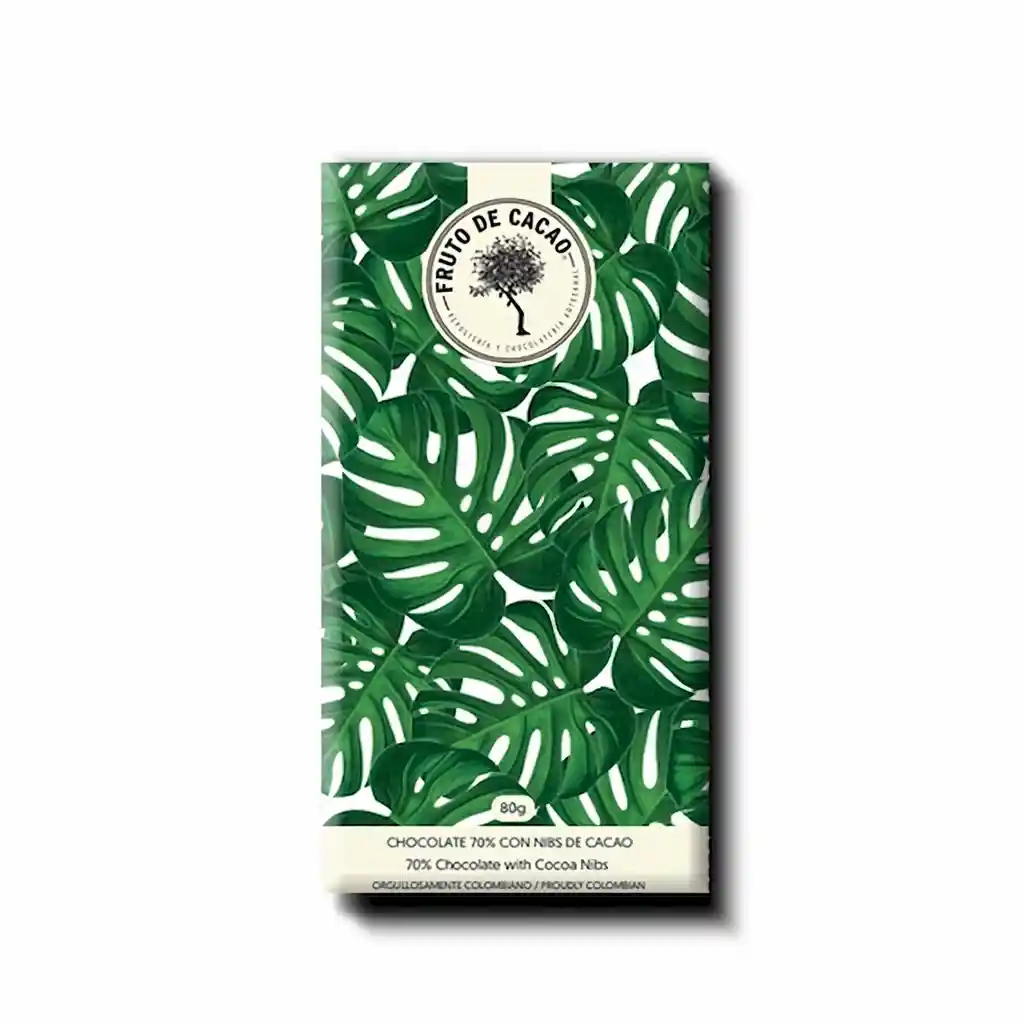 Fruto de Cacao Barra de Chocolate Nibs de Cacao 80 %