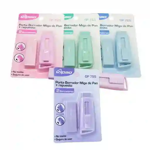 Porta Borrador Con Repuesto Pastel Gipao