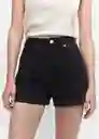 Short Mom80 Tejano Color Negro Talla 34 Mujer Mango