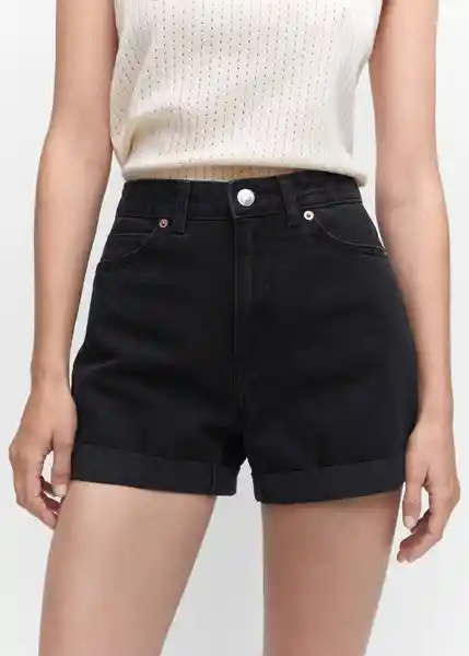 Short Mom80 Tejano Color Negro Talla 34 Mujer Mango