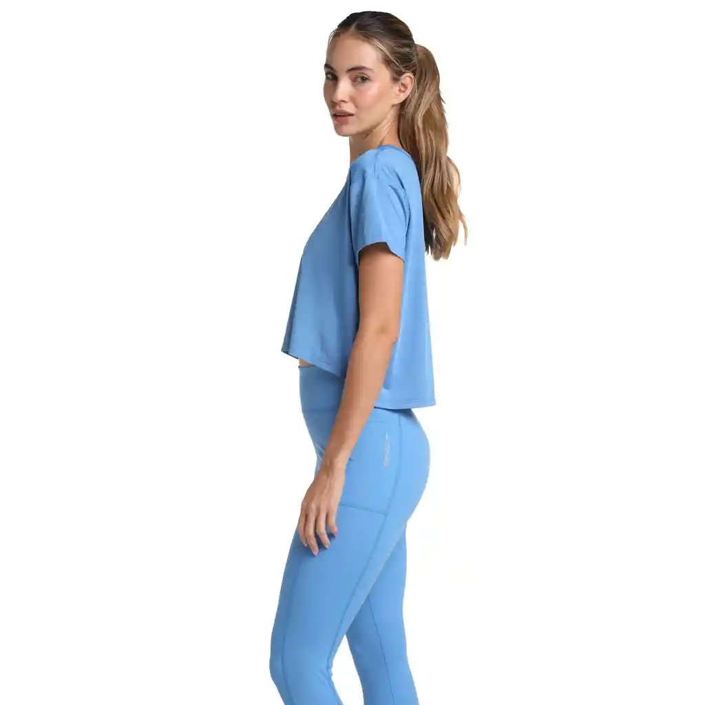 Camiseta Crop Top Oversize Urban Flexibility Mujer Azul Cielo-s
