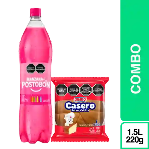 Combo Postobon manzana 1.5 + Ponque Bimbo